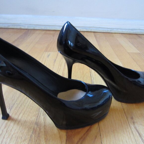 Yves Saint Laurent Black Patent Leather Platform Heel size 39 - Picture 7 of 11